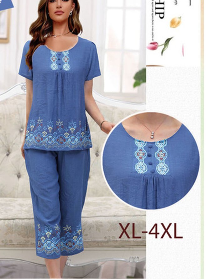 Cotton And Linen Pajama Set