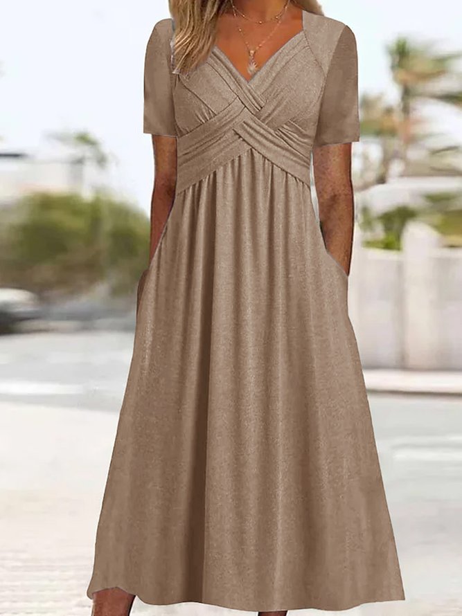 Plain Sweetheart Neckline Regular Fit Casual Dress