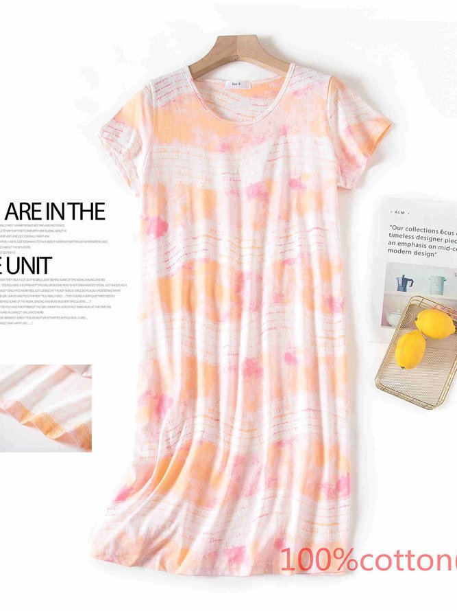 Breathable Comfortable Tie-Dye Loose Casual Nightdress