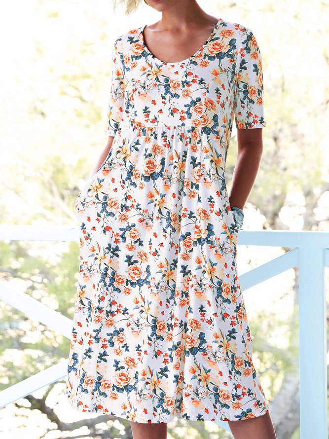 Women Floral Caftan Pockets Summer Dresses