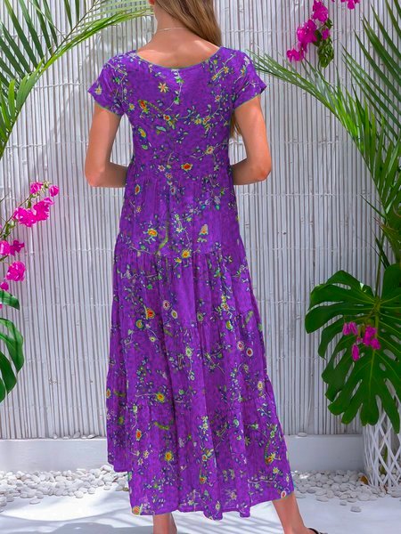 Blue Cotton-Blend Sleeveless Casual Weaving Dress