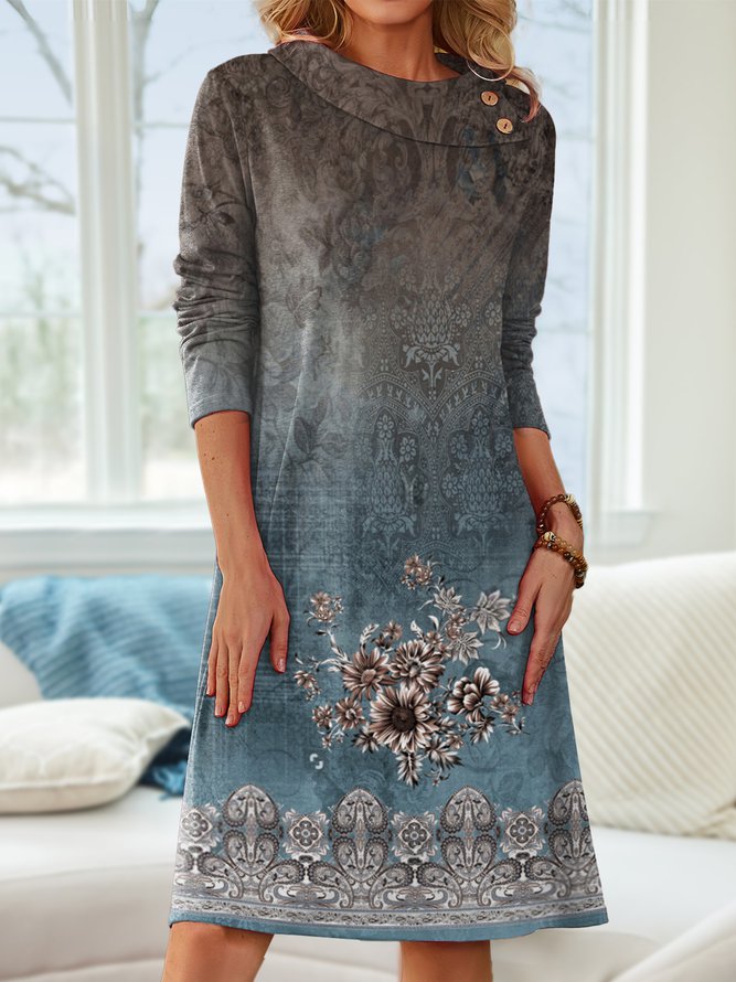 Floral Asymmetrical Loose Casual Dress