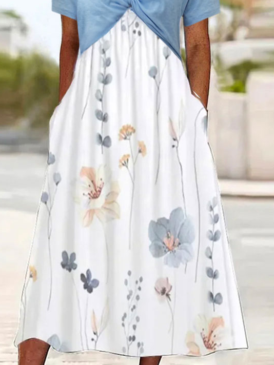 Floral Vacation Loose Crew Neck Dress