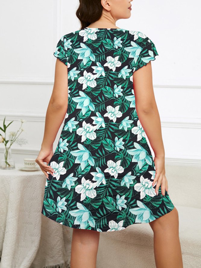 Breathable Comfortable Loose Floral Print Nightdress