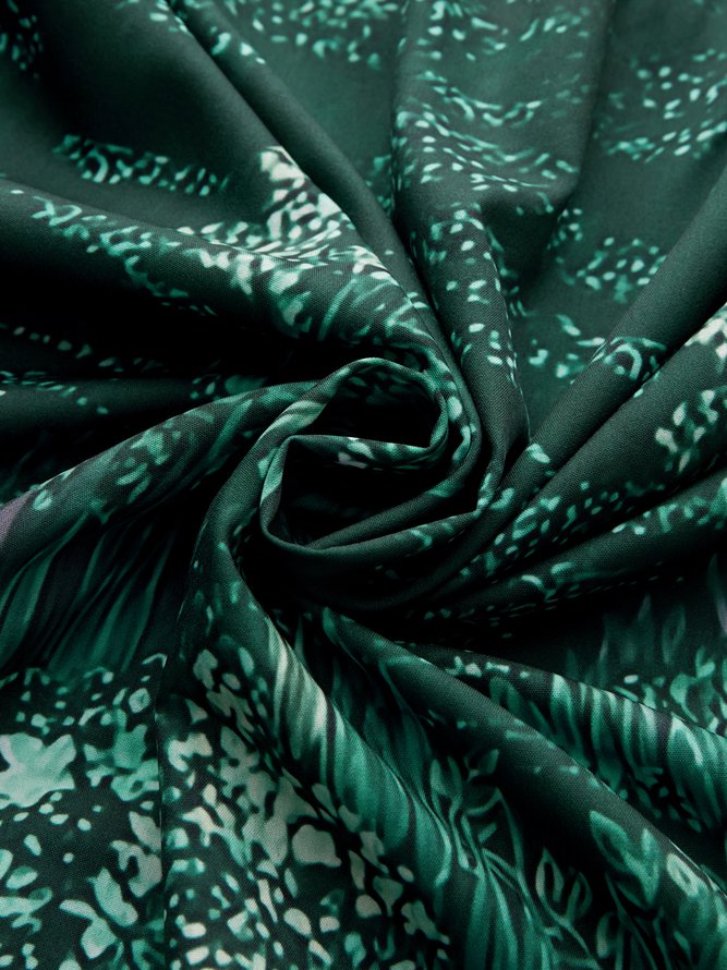 V Neck Floral Sleeveless Beach Casual Midi Dress