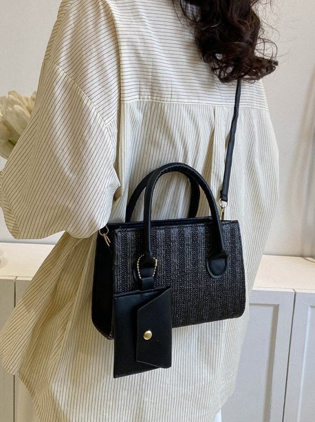 Casual Straw Crossbody Bag Women Vacation Beach Boho