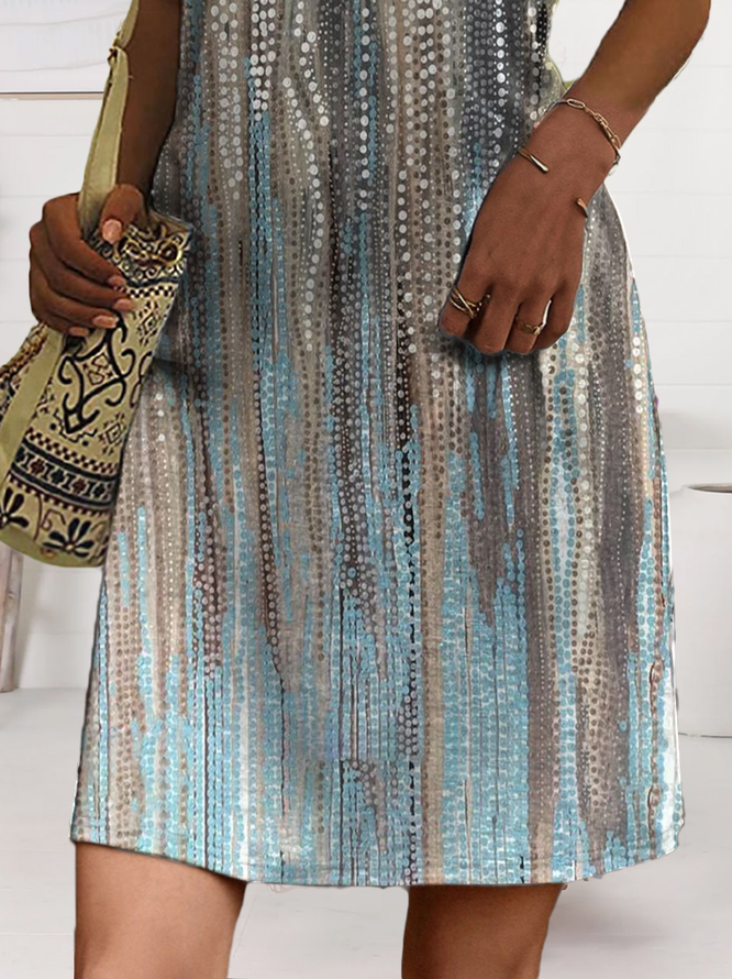 Casual Summer V Neck Ombre Abstract Dress