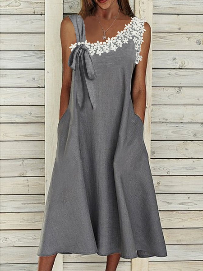 Elegant Lace Asymmetrical Neck Sleeveless Knitting Prom Dress