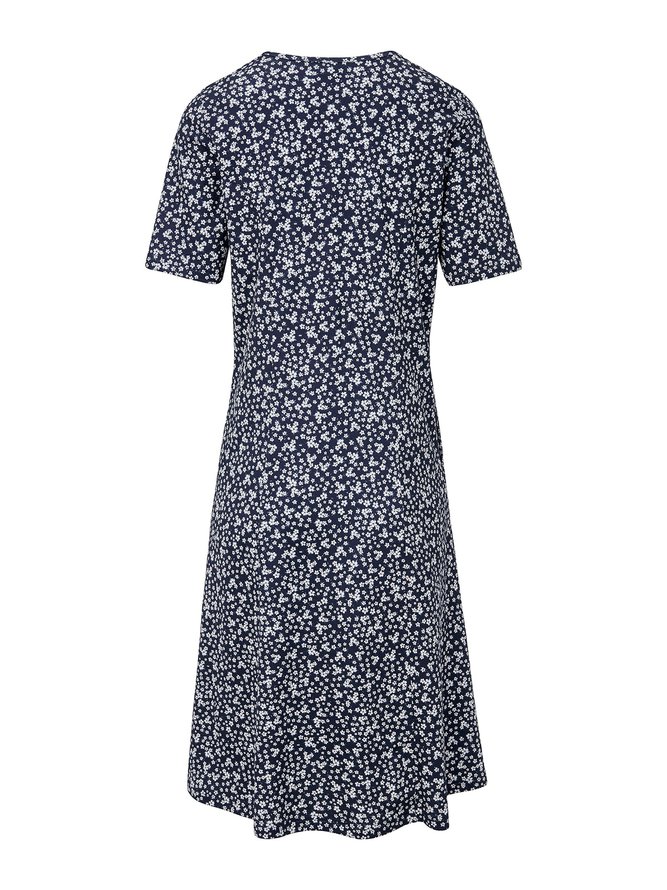 Ditsy Floral Round Neck Pocket Vacation Midi Dress