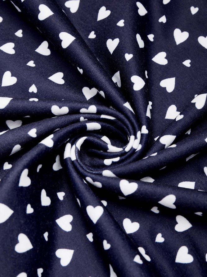 V Neck Heart Swing Party Midi Prom Dress