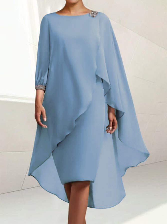 Elegant Chiffon Stitching High Elastic Split Joint Wedding Guest Formal Dress