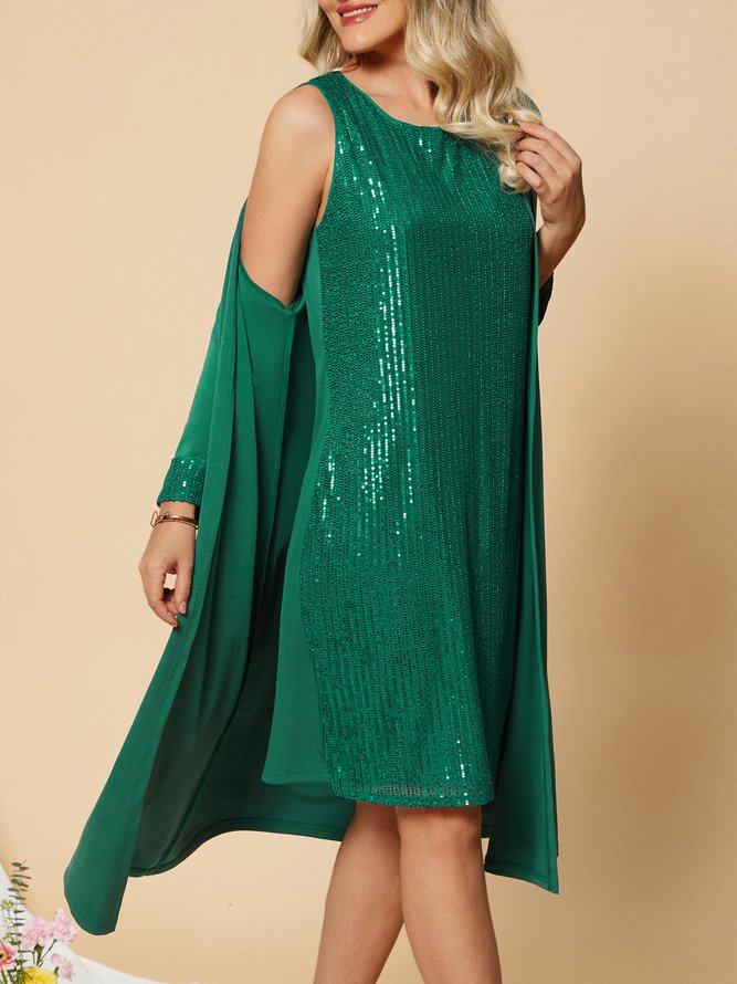 Wedding party holiday Sequins jacket dress two piece set