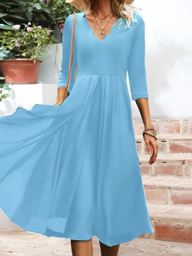 V Neck Elegant Black Slim Fit Knit Midi Prom Dress