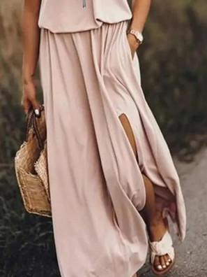 Sleeveless Zipper Slit Maxi Dress