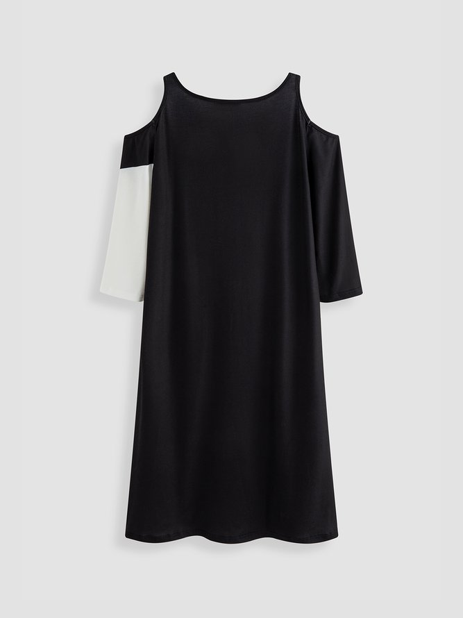 Round Neck Abstract Casual Midi Dress