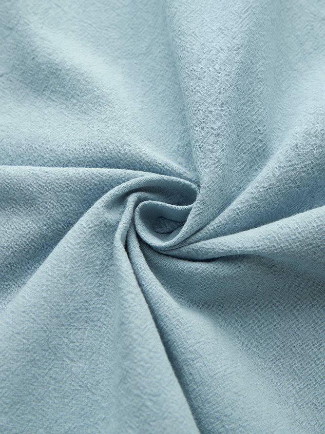 Crew Neck Linen Floral Casual Sunflower Pockets Short Sleeve Dress