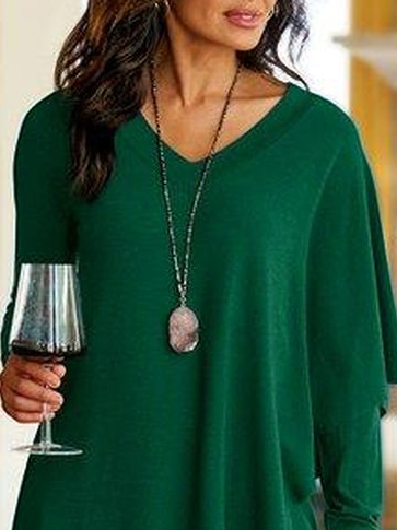 Plain V Neck Casual Dress
