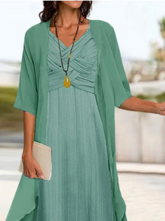 Women's Two Piece Dress Set Casual Dress Dress Set Daily Vacation Fashion Elegant Knot Front Midi Dress