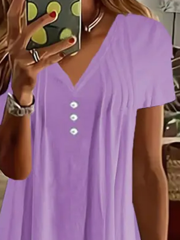 Casual V Neck Ruched Dress