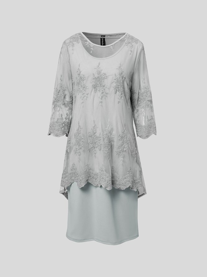 Crew Neck Urban Loose Lace Two-Piece Set