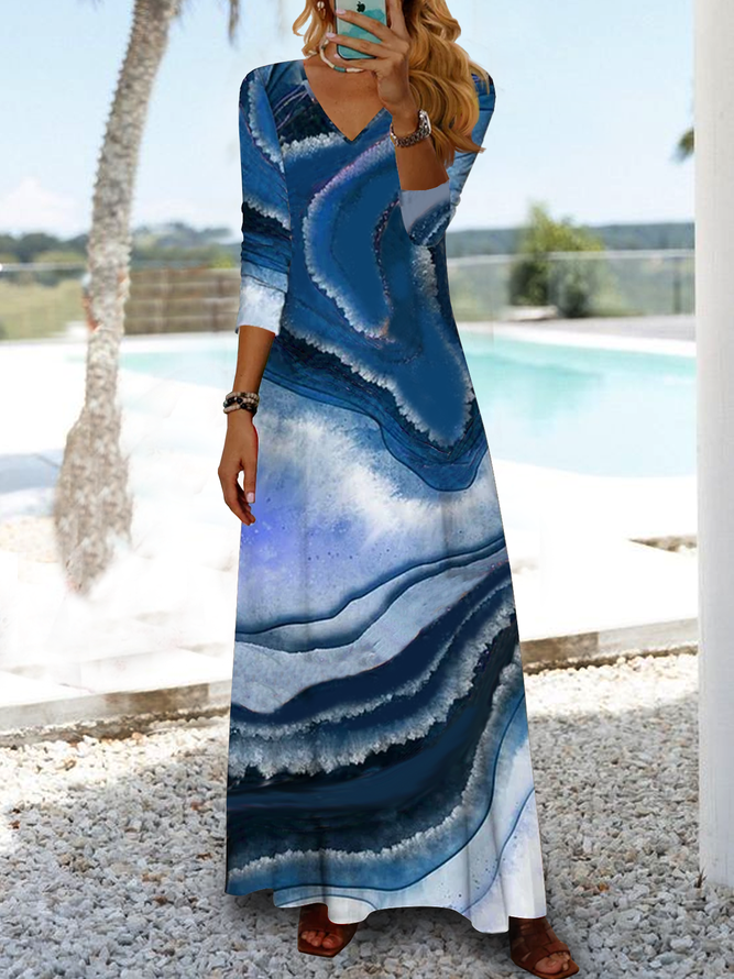 Ombre Marbled V-Neck Resort Dress