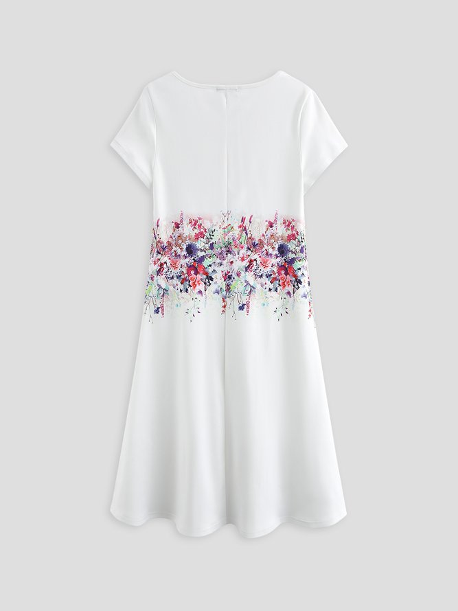 Scallop Neck Floral Vacation Midi Dress