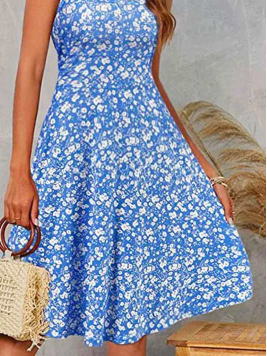Ditsy Floral Square Neck Loose Casual Dress