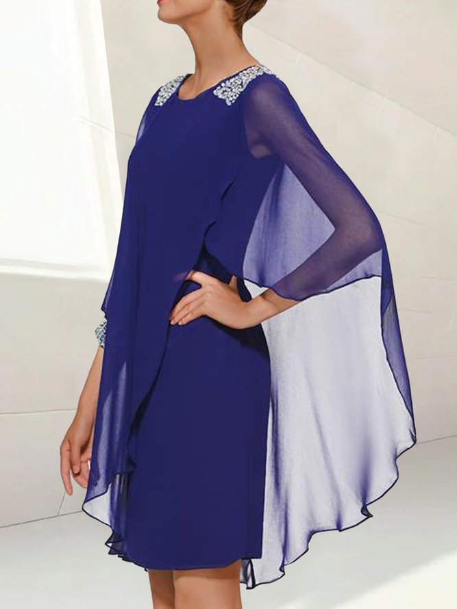 Round Neck Chiffon Elegant Occasion PartyFormal Midi Prom Dress