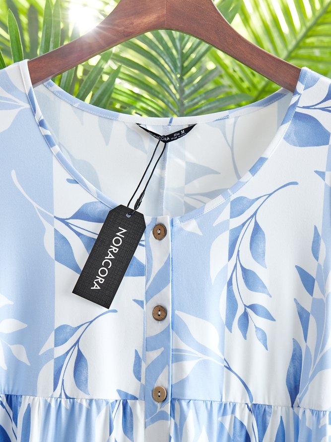 Casual Floral Short Sleeve Dress