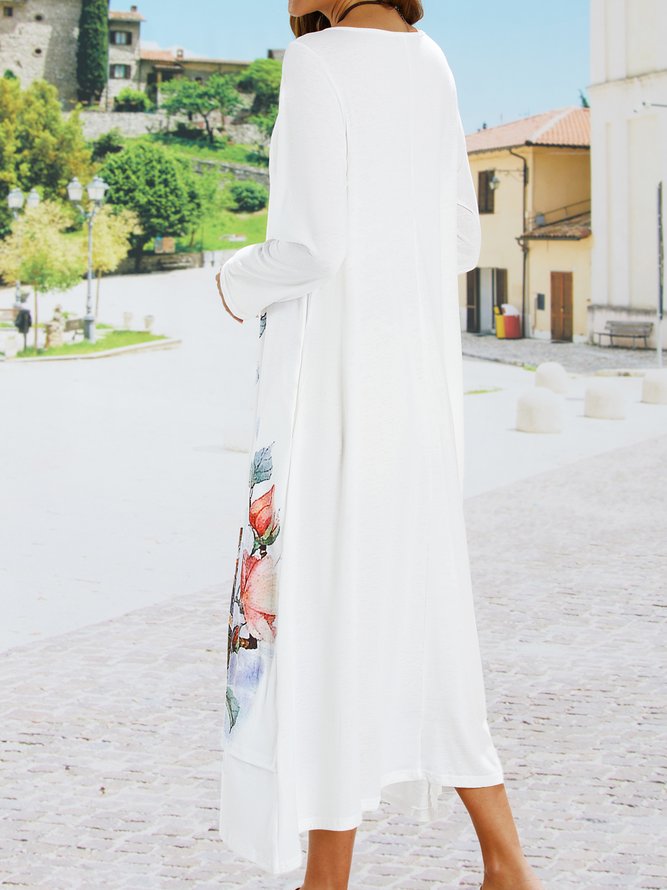 Loosen Vacation Crew Neck Long sleeve Knit Dress