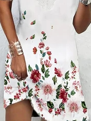 Vacation V Neck Loose Floral Dress