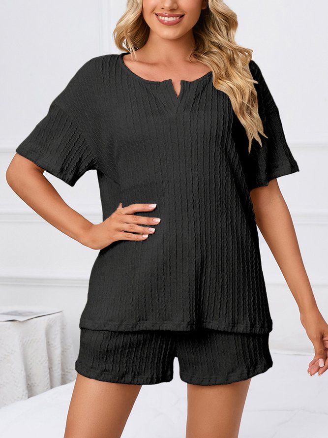 Breathable Comfortable Casual Loose Jacquard Pajama Set