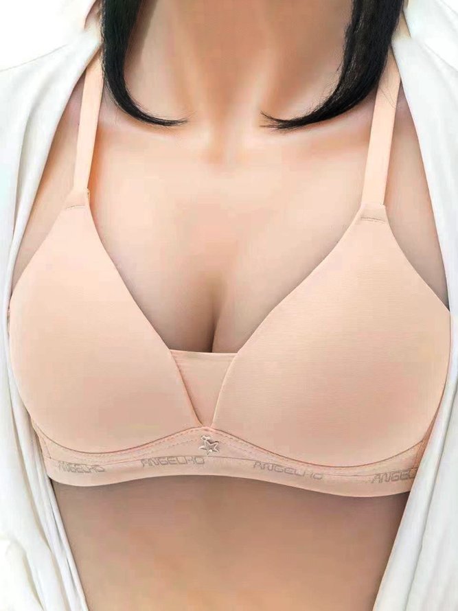 Breathable Comfort Text Light Cup Bra & Bralette