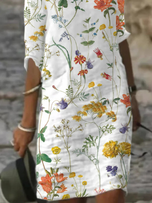 Floral Casual Stand Collar Dress