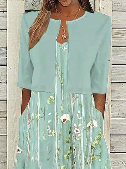 Floral V Neck Casual Two-Piece Set