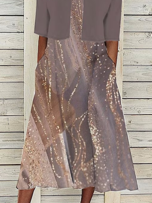 Crew Neck Casual Gradient Pattern Two-Piece Set