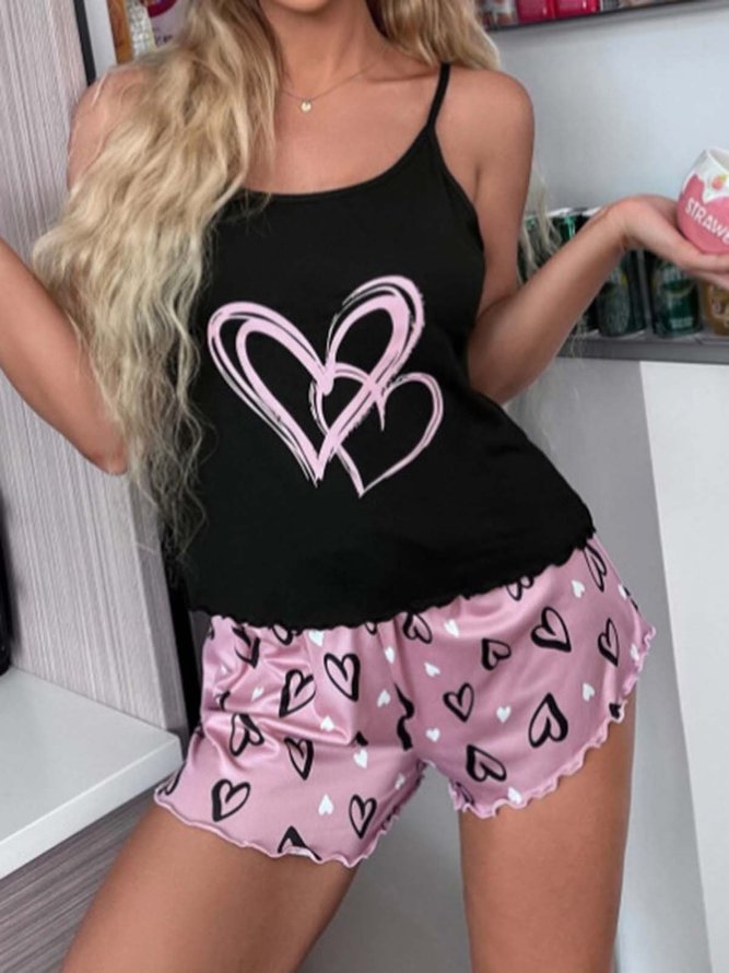 Heart Printing Casual Pajama Set