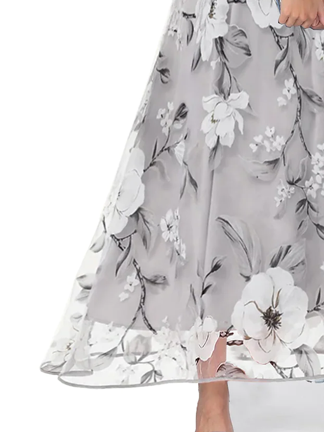 Regular Fit Crew Neck Zipper Vacation Dress