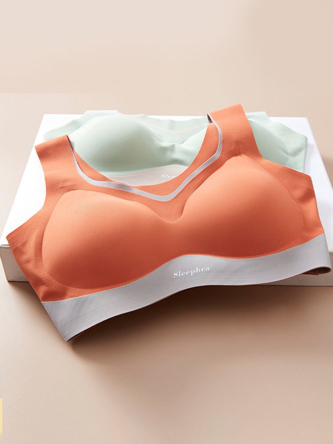 Contrasting Color Push Up Shockproof Comfortable Seamless Latex Sports Bra