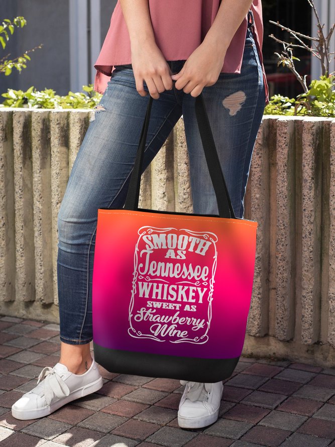 Smooth As Jennessee Slogan Gradient Linen Shoulder Bag Large Capacity Tote Bag