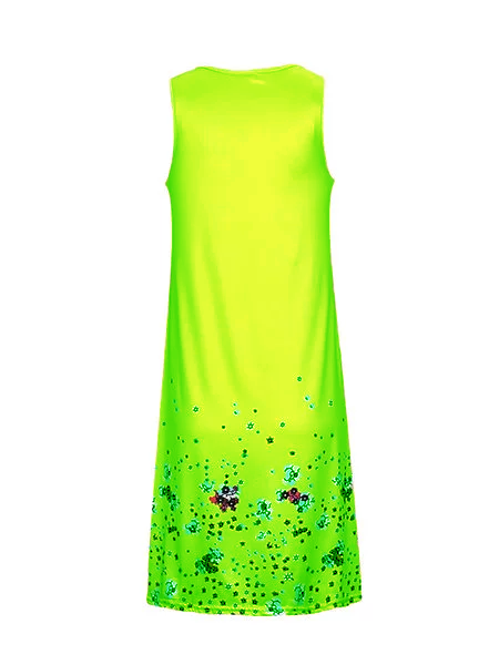 A-line Women Daytime Sleeveless Cotton-blend Painted Floral Floral Dress