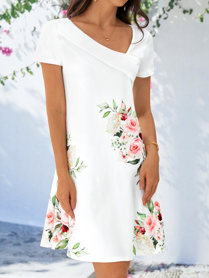 Floral Loose Asymmetrical Casual Dress