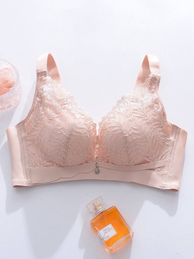 Underwireless Lace Floral Bra Plus Size Full Coverage Adjustable Massage Bra