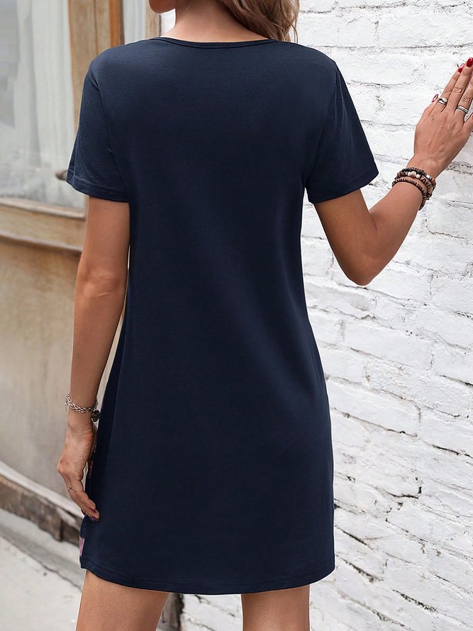 Crew Neck Striped Loose Casual Dress