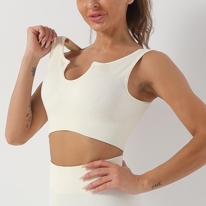 Simple Plain Notched Sports Bra