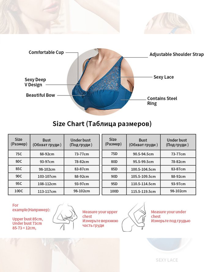 Ultra Thin C/D Cup Push Up Adjustable Sexy Lace Underwire Bra