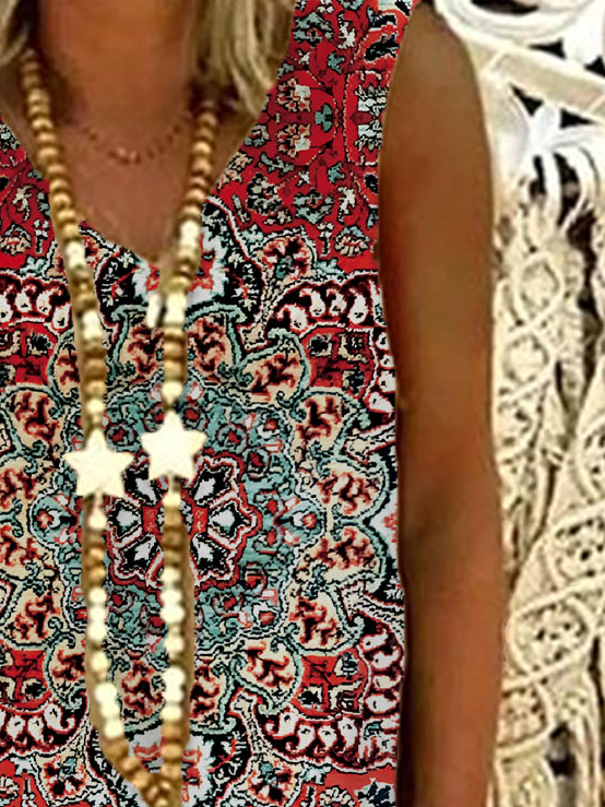 woman vacation Boho Crew Neck Dress