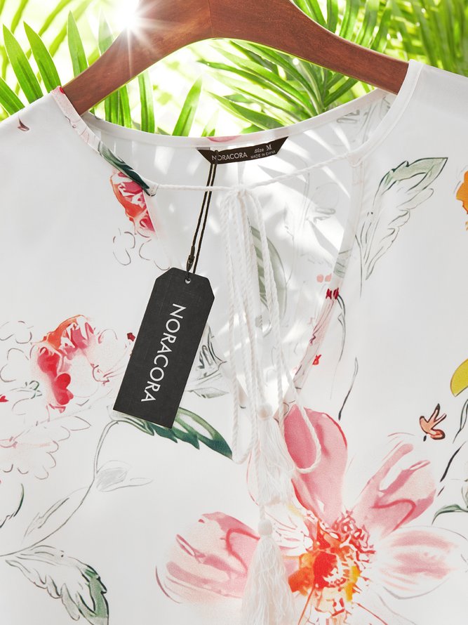 Women's Shift Dress Maxi Dress half Sleeve Floral Print Summer Fall V Neck Casual Dress