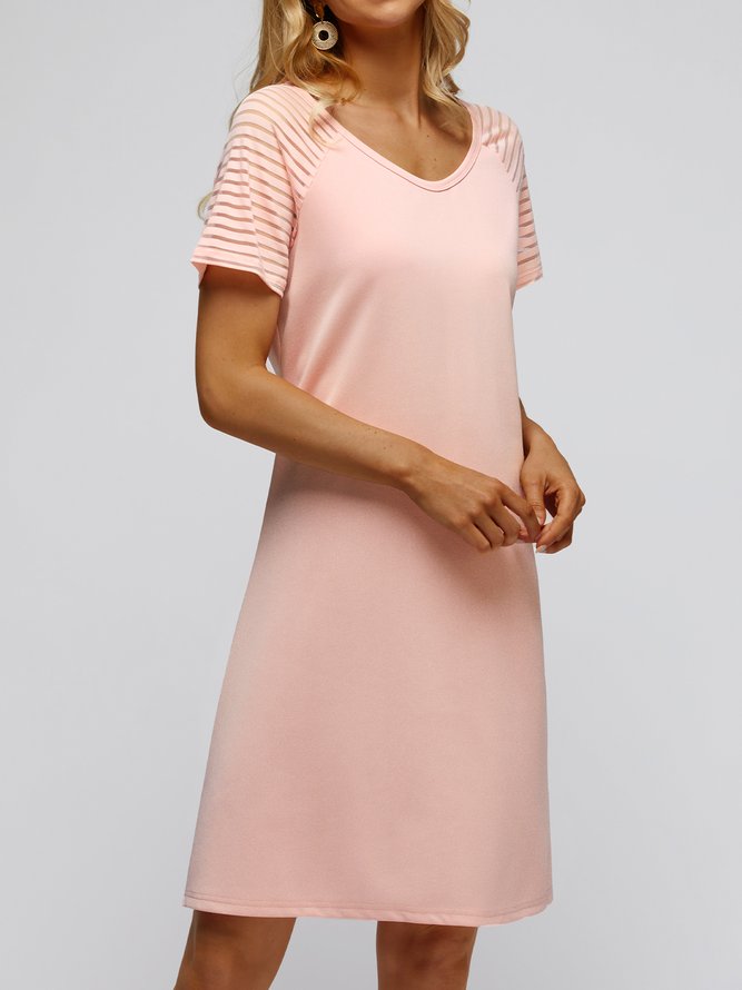 Round Neck Solid Casual Mini Dress