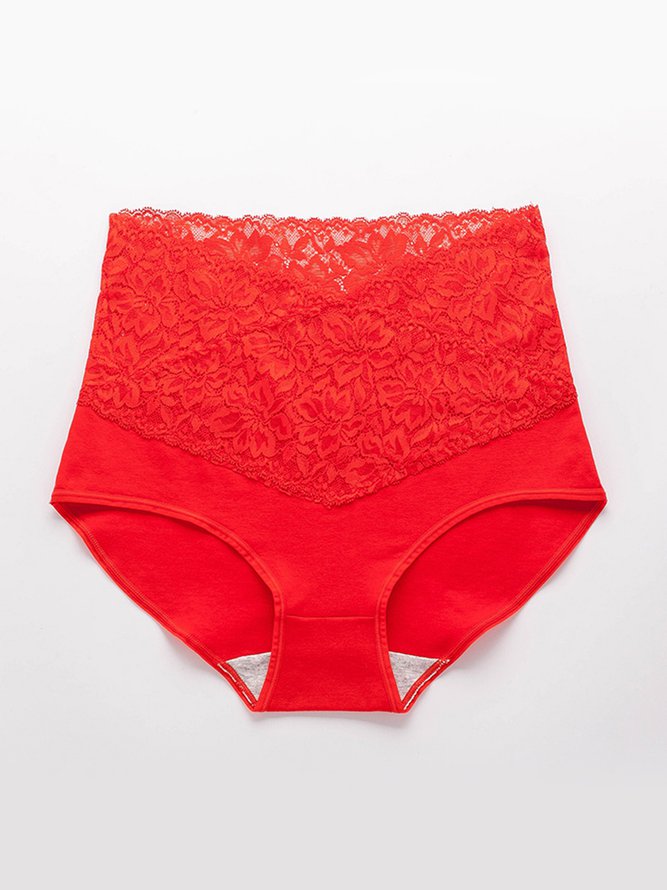 Lace Splicing Receiving Abdomen Hip Raise High Waist Briefs Plus Size